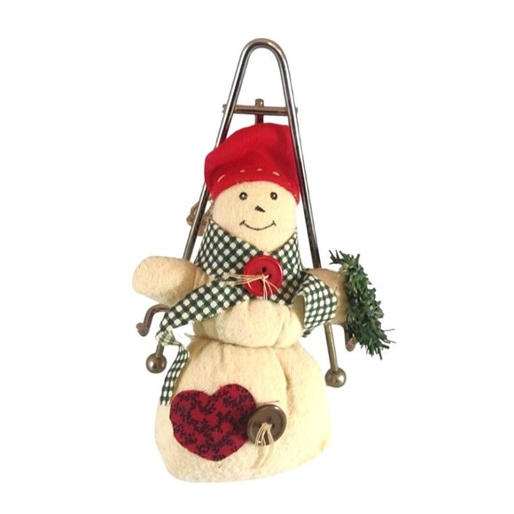(3) Snowman Christmas Tree Ornaments With Red Hats & Gingham Scarves - Picture 5 of 7